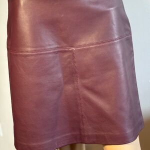 Ted Baker Leather Mini Skirt in Deep Burgundy Size 2